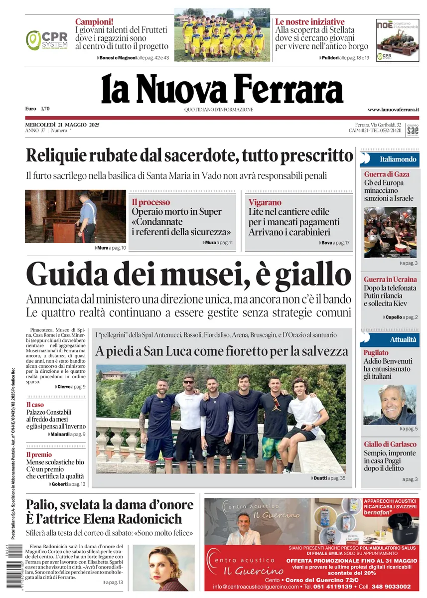 Prima-pagina-nuova ferrara-oggi-edizione-del-2025-05-21